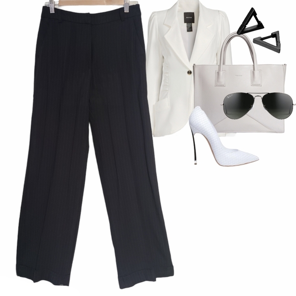 CARRIERE Black Pants Wide Leg w Pinstripe - Picture 11 of 11